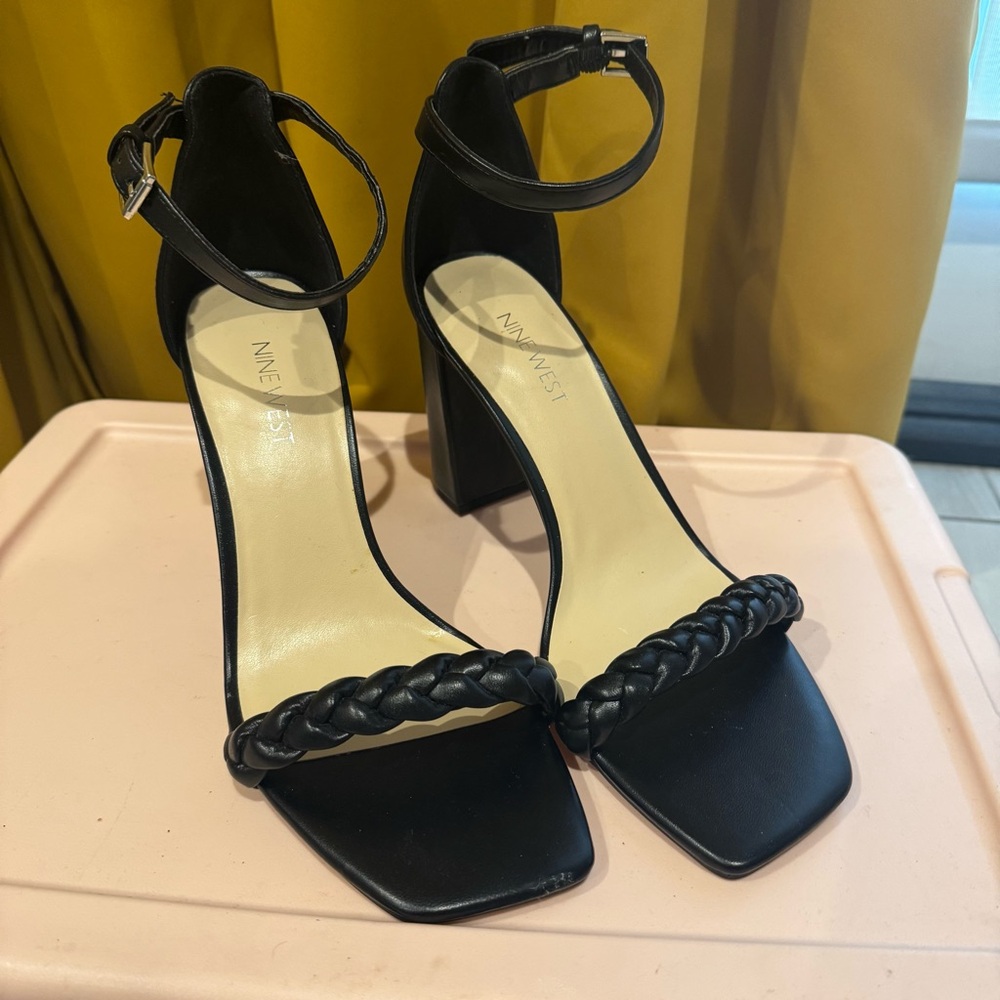 Nine West Black Braided Strap Heels